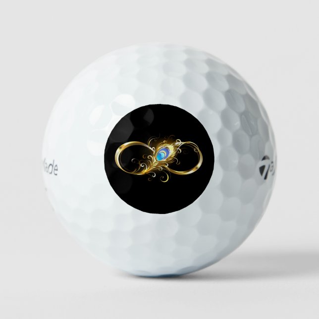 Infinity with Golden Peacock Feather Golf Balls (Front)