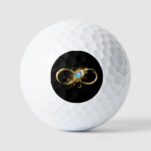 Infinity with Golden Peacock Feather Golf Balls