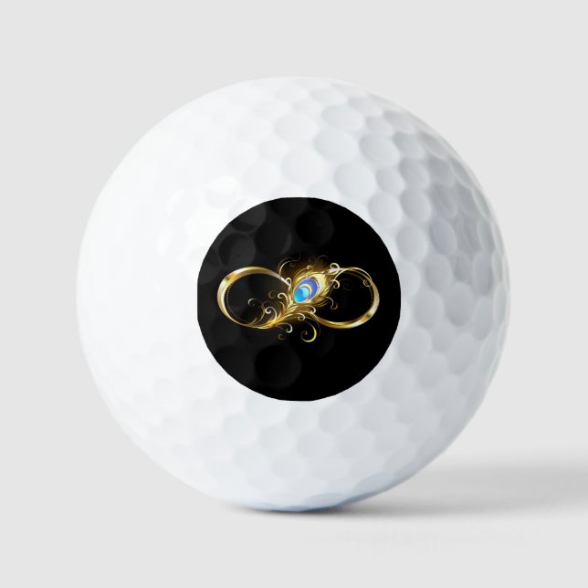 Infinity with Golden Peacock Feather Golf Balls (Front)