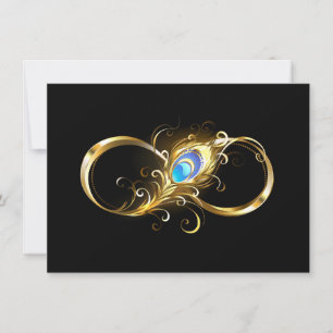 Infinity with Golden Peacock Feather Holiday Card