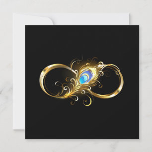 Infinity with Golden Peacock Feather Holiday Card