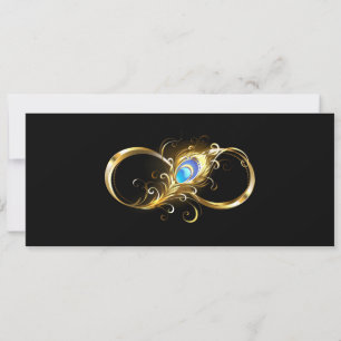 Infinity with Golden Peacock Feather Invitation