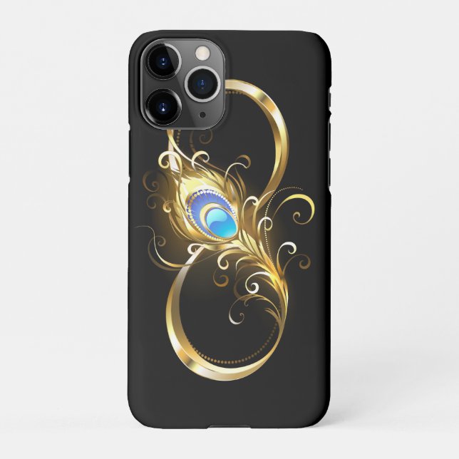 Infinity with Golden Peacock Feather iPhone Case (Back)
