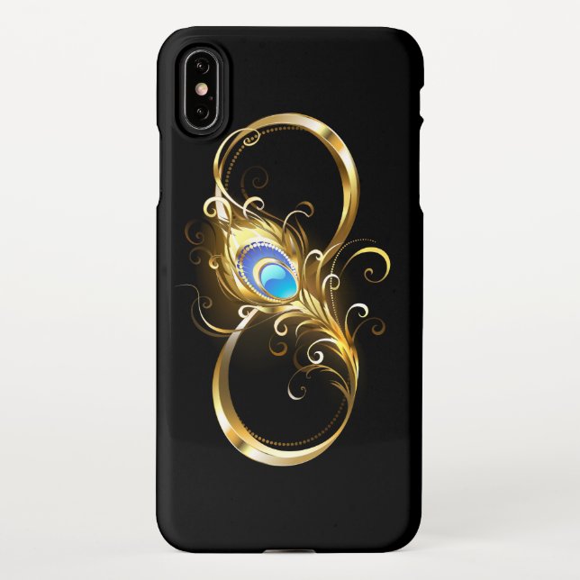 Infinity with Golden Peacock Feather iPhone Case (Back)