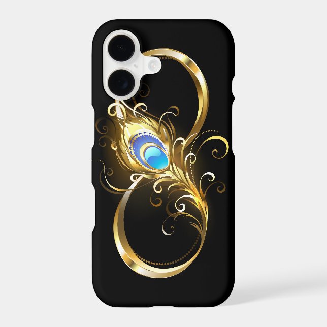 Infinity with Golden Peacock Feather iPhone Case (Back)