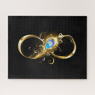 Infinity with Golden Peacock Feather Jigsaw Puzzle