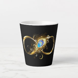 Infinity with Golden Peacock Feather Latte Mug