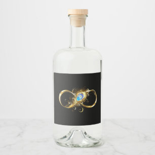 Infinity with Golden Peacock Feather Liquor Bottle Label