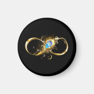 Infinity with Golden Peacock Feather Magnet