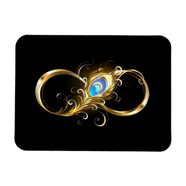 Infinity with Golden Peacock Feather Magnet (Horizontal)