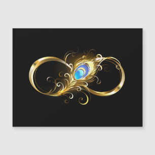 Infinity with Golden Peacock Feather Magnetic Invitation