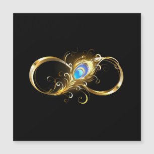 Infinity with Golden Peacock Feather Magnetic Invitation