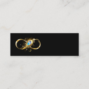 Infinity with Golden Peacock Feather Mini Business Card