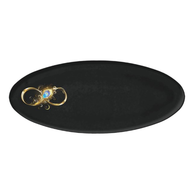 Infinity with Golden Peacock Feather Name Tag (Front)