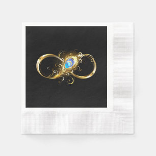 Infinity with Golden Peacock Feather Napkin