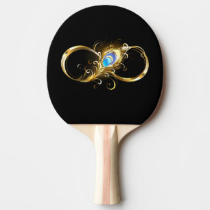Infinity with Golden Peacock Feather Ping Pong Paddle