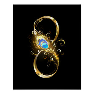 Infinity with Golden Peacock Feather Poster