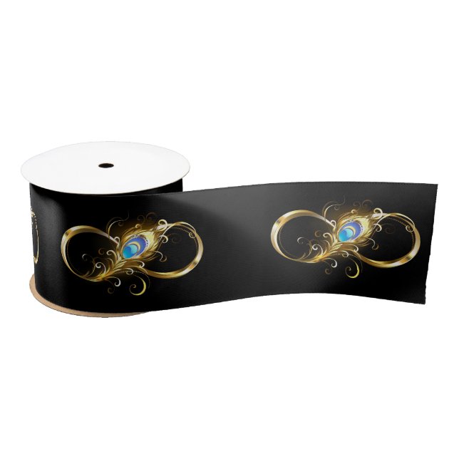 Infinity with Golden Peacock Feather Satin Ribbon (Spool)