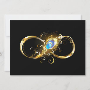 Infinity with Golden Peacock Feather Save The Date