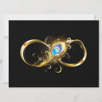 Infinity with Golden Peacock Feather