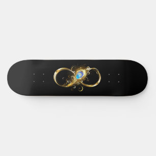 Infinity with Golden Peacock Feather Skateboard