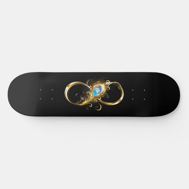 Infinity with Golden Peacock Feather Skateboard (Horz)