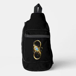 Infinity with Golden Peacock Feather Sling Bag