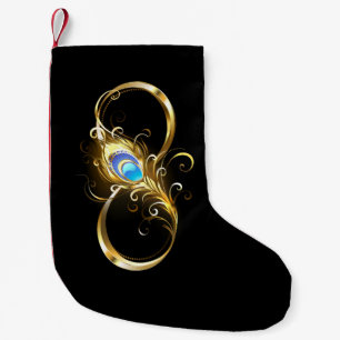 Infinity with Golden Peacock Feather Small Christmas Stocking