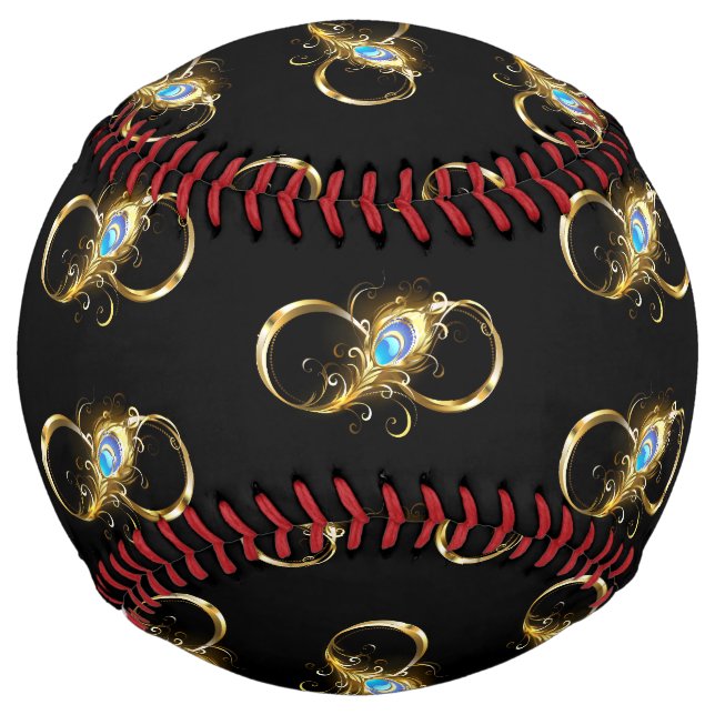 Infinity with Golden Peacock Feather Softball (Front)