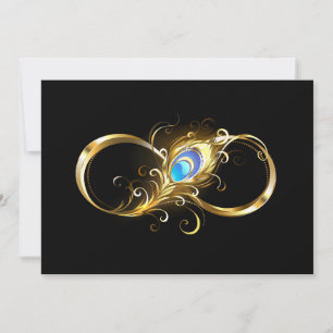 Infinity with Golden Peacock Feather Thank You Card