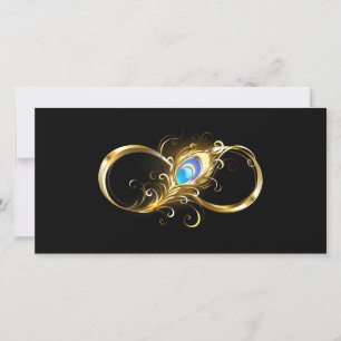 Infinity with Golden Peacock Feather Thank You Card