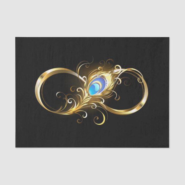 Infinity with Golden Peacock Feather Tissue Paper (Front)