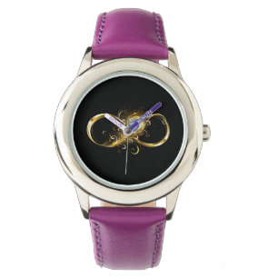 Infinity with Golden Peacock Feather Watch