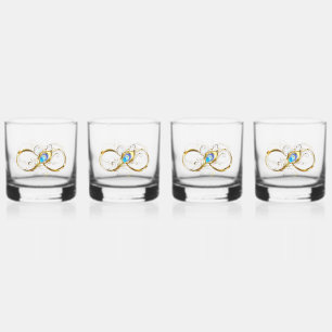 Infinity with Golden Peacock Feather Whiskey Glass
