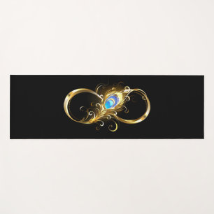 Infinity with Golden Peacock Feather Yoga Mat
