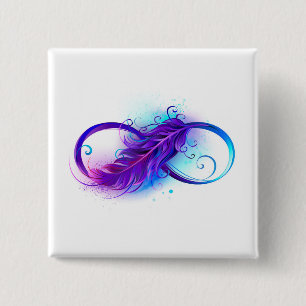 Infinity with Purple Feather 15 Cm Square Badge