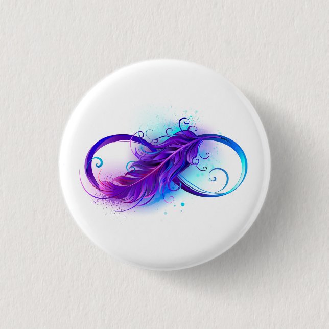 Infinity with Purple Feather 3 Cm Round Badge (Front)