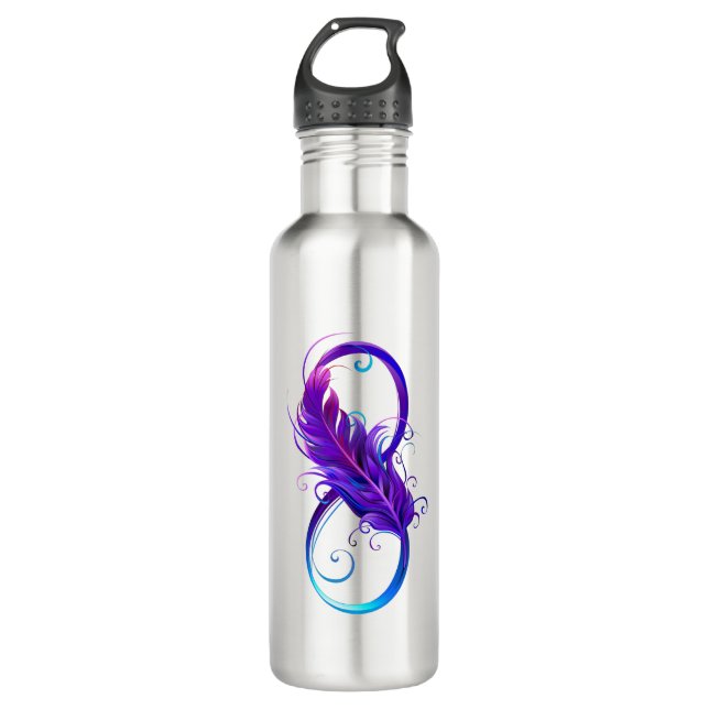 Infinity with Purple Feather 710 Ml Water Bottle (Front)
