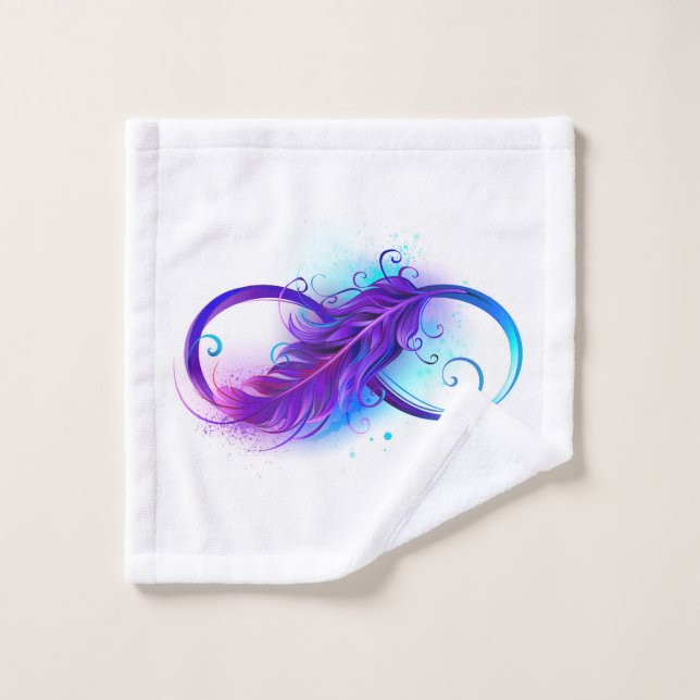 Infinity with Purple Feather Bath Towel Set (Wash Cloth)