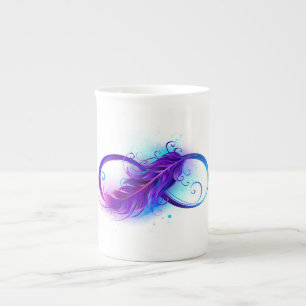Infinity with Purple Feather Bone China Mug