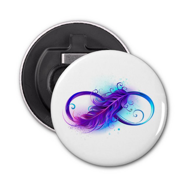 Infinity with Purple Feather Bottle Opener (Front)