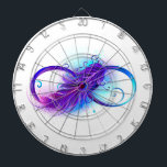 Infinity with Purple Feather Dartboard<br><div class="desc">Infinity symbol with a beautiful feather painted in purple and blue bright colours on white background.</div>