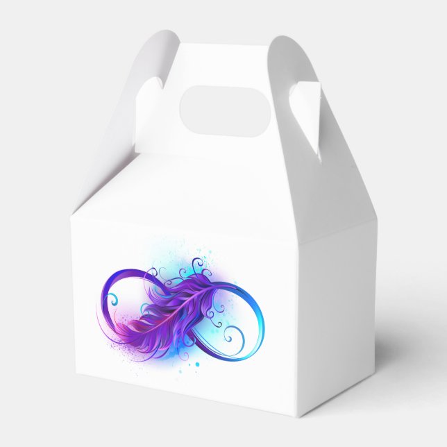 Infinity with Purple Feather Favour Box (Front Side)