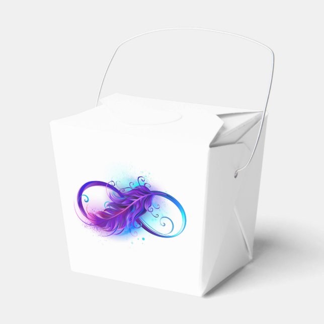 Infinity with Purple Feather Favour Box (Front Side)