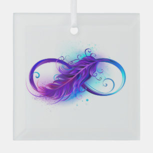 Infinity with Purple Feather Glass Tree Decoration