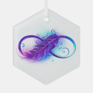 Infinity with Purple Feather Glass Tree Decoration