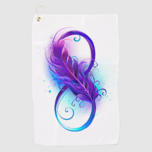 Infinity with Purple Feather Golf Towel