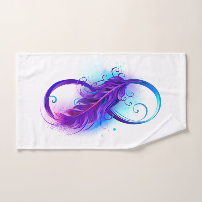 Infinity with Purple Feather Hand Towel (Hand Towel)