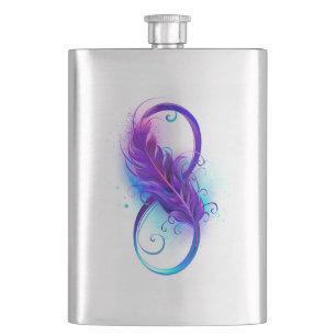 Infinity with Purple Feather Hip Flask