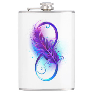 Infinity with Purple Feather Hip Flask